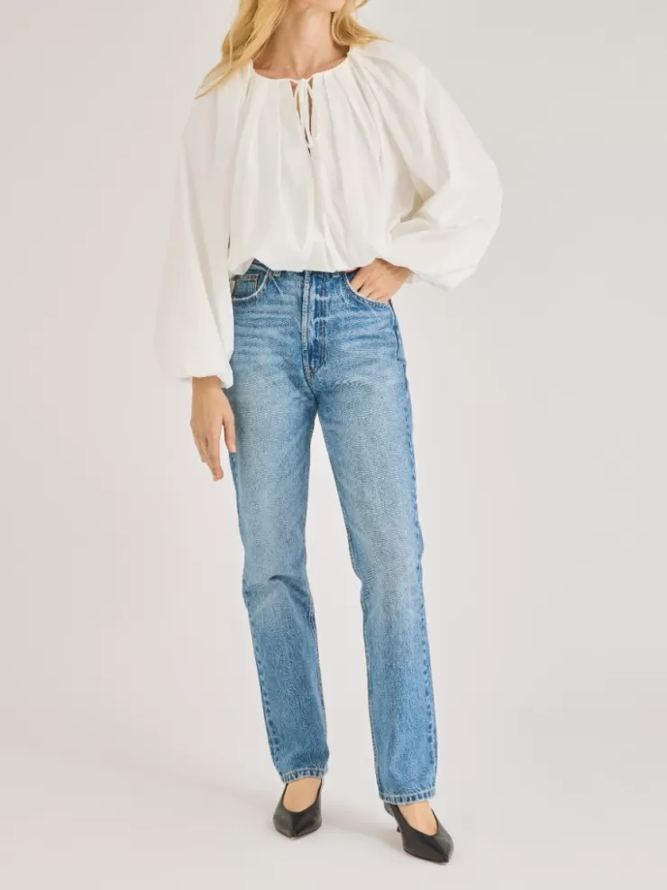 Rhodes Poplin Bubble Hem Top In >REBECCA TAYLOR Store