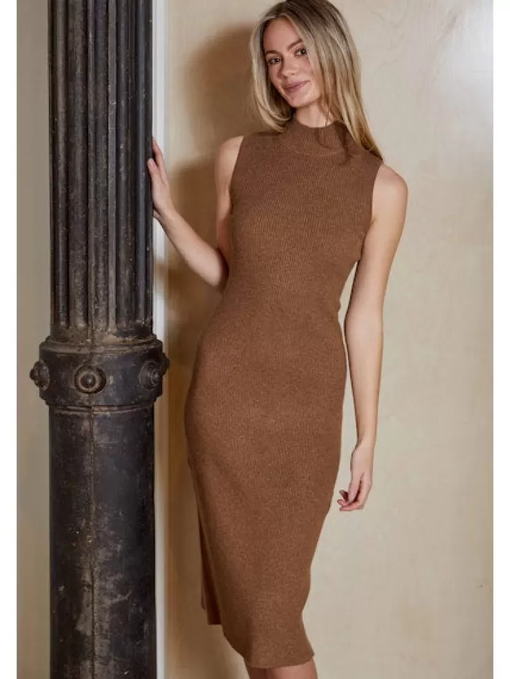 Ribbed Knit Mock Neck Midi Dress In >DH NEW YORK Best