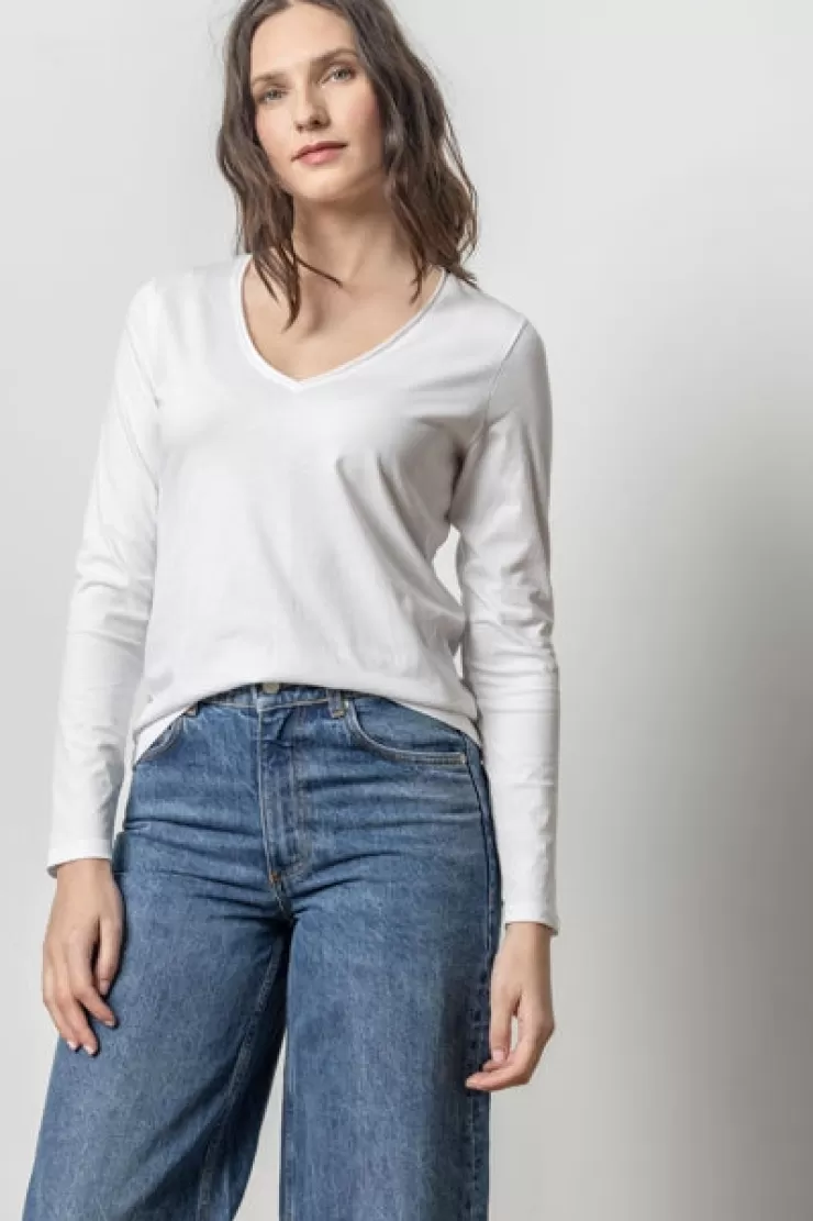 Rolled Edge V-Neck Tee In >LILLA P Hot