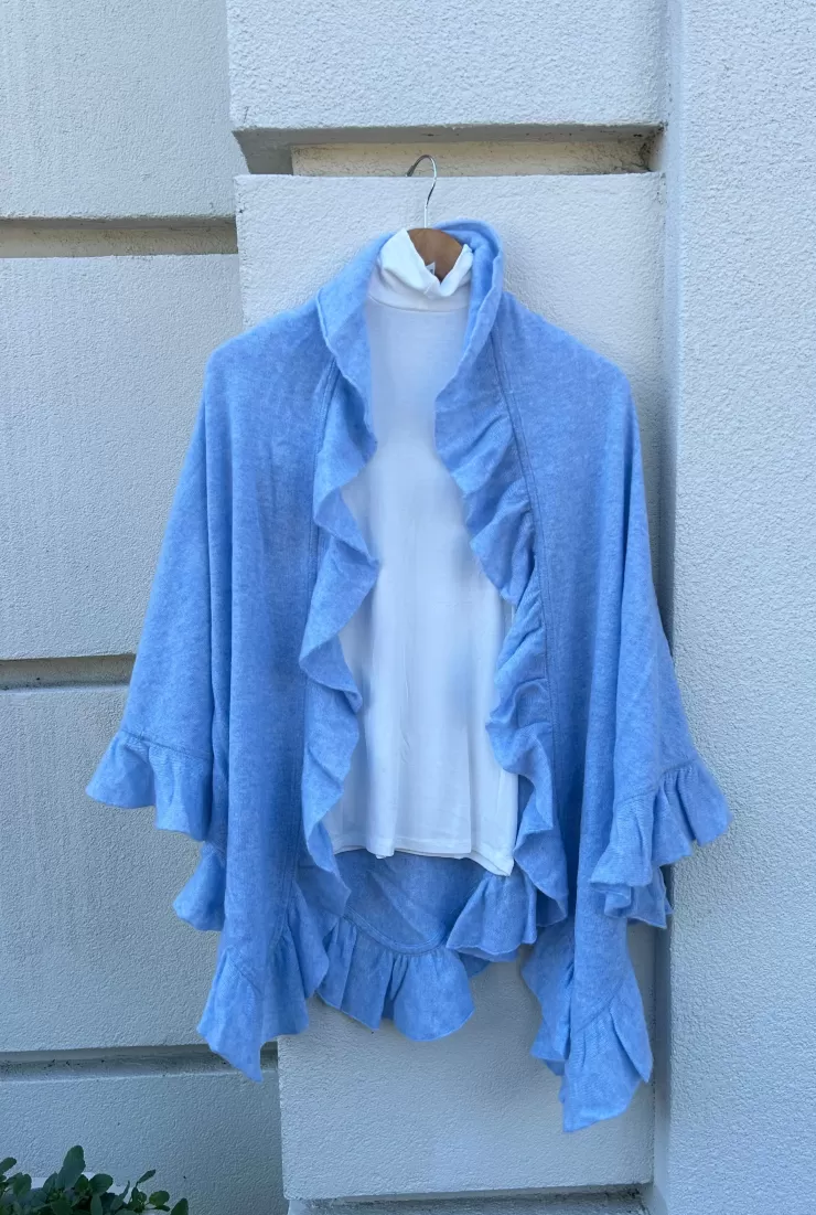 Ruffle Cashmere Wrap In Blue>CORTLAND PARK Sale