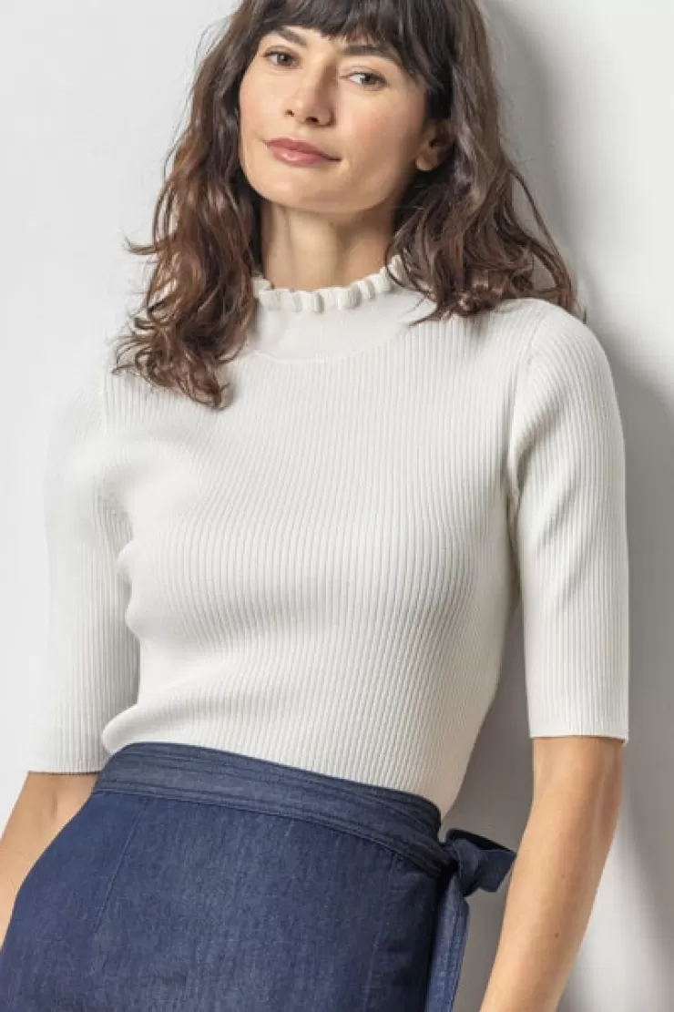 Ruffle Mock Neck Sweater In >LILLA P Outlet