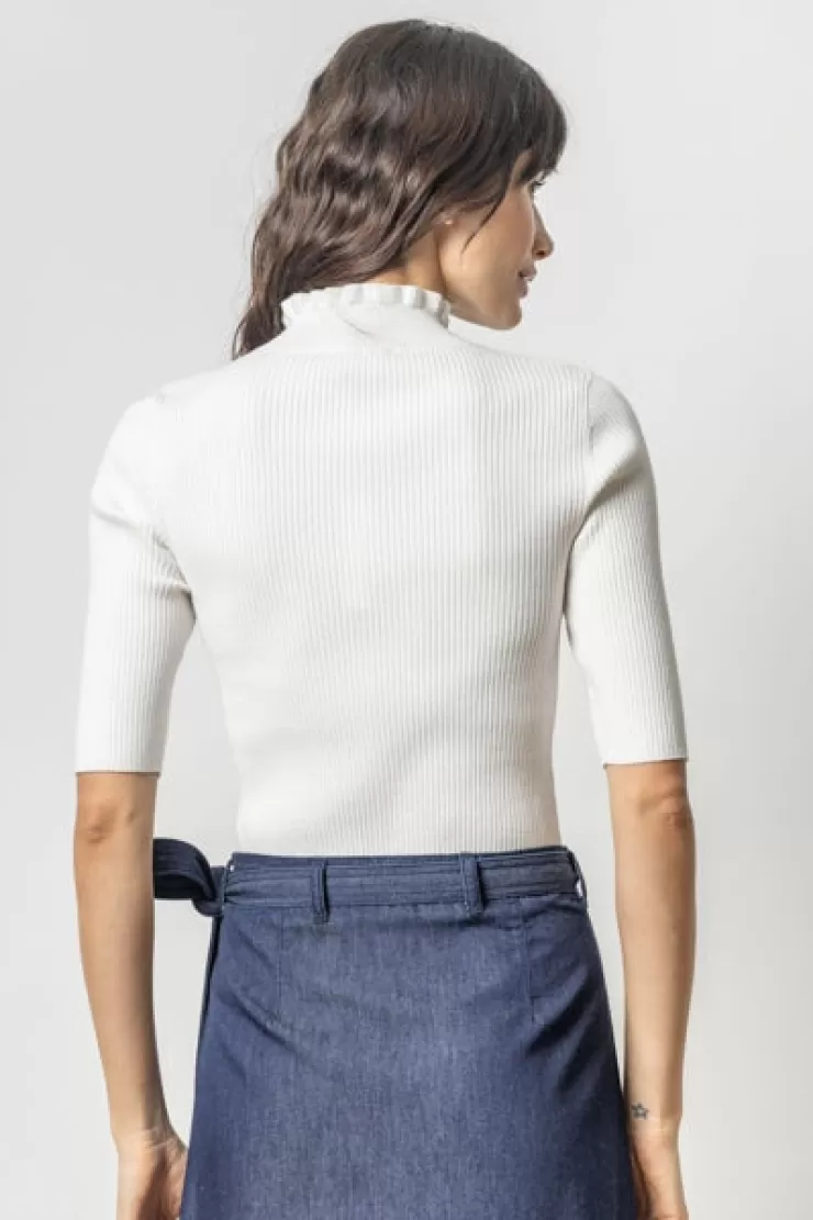 Ruffle Mock Neck Sweater In >LILLA P Outlet