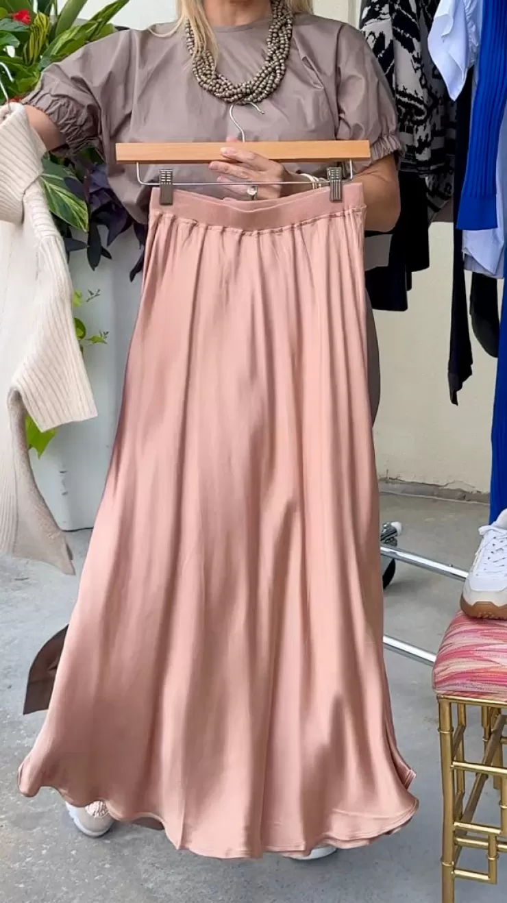 Satin Midi Skirt In >ROSE AND CROWN Store