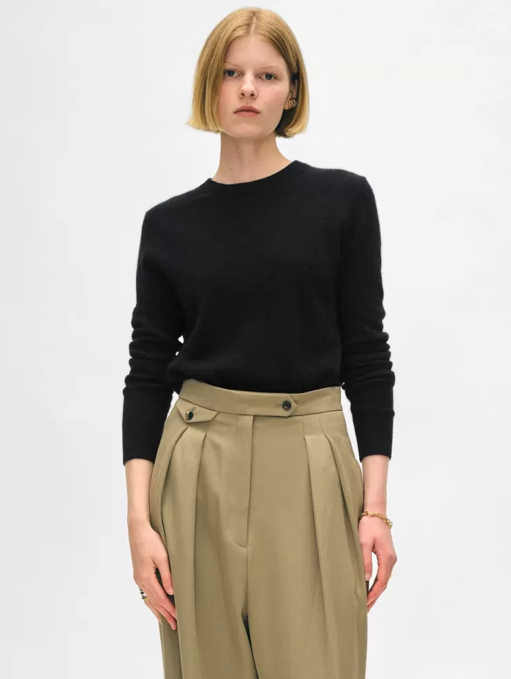 Shrunken Crew Neck Sweater In >WHITE AND WARREN Best Sale