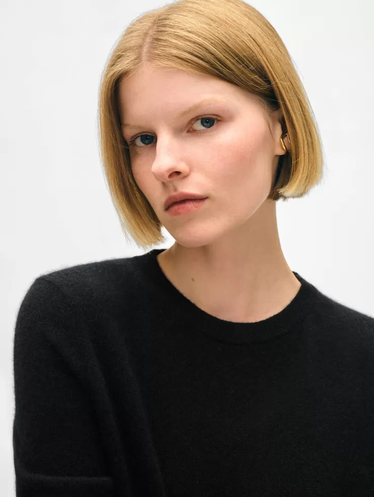 Shrunken Crew Neck Sweater In >WHITE AND WARREN Best Sale