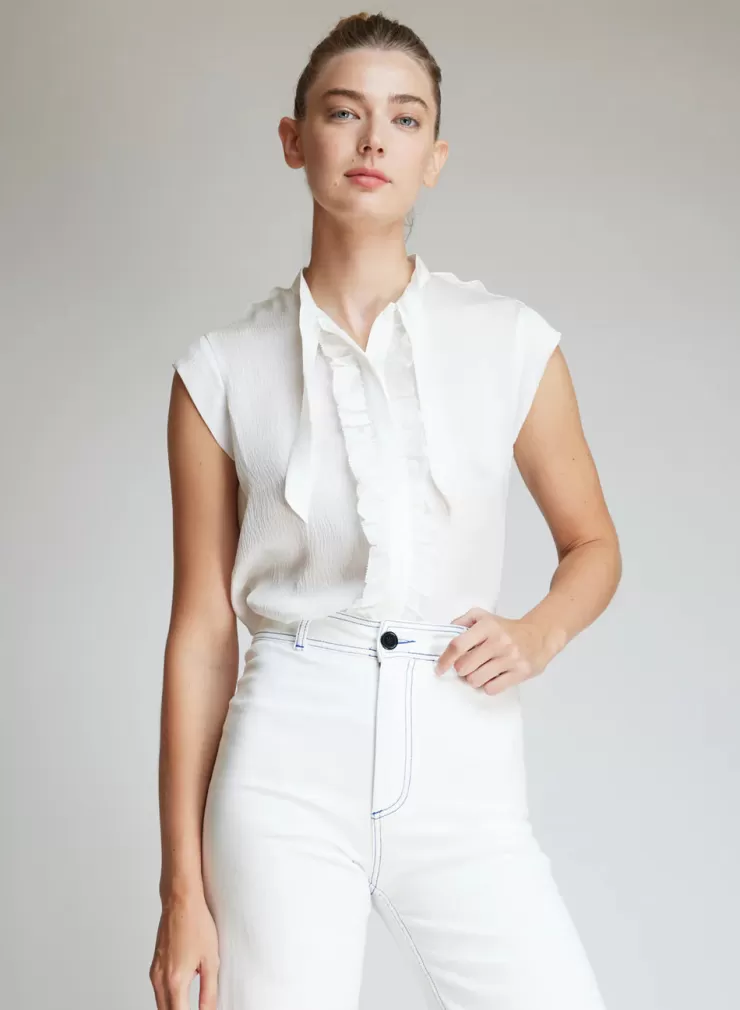 Silk Ruffle Blouse In White>LOVE BINETTI Flash Sale