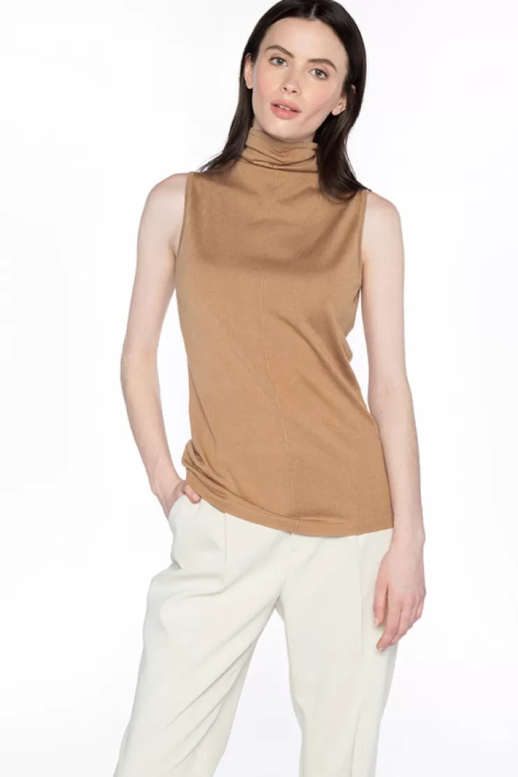 Sleeveless Seamed Funnel Top In >KINROSS CASHMERE Hot