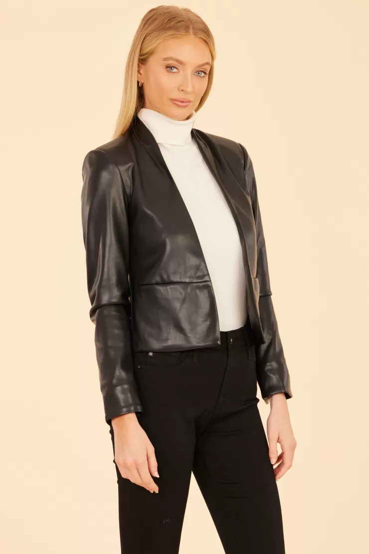 Tailored Vegan Leather Jacket In >DOLCE CABO Cheap