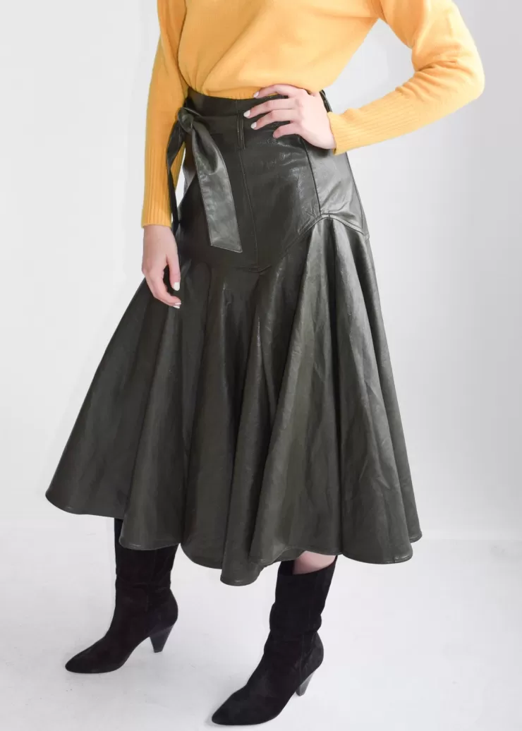 Vegan Leather Prairie Midi Skirt In >NEVER A WALLFLOWER Shop