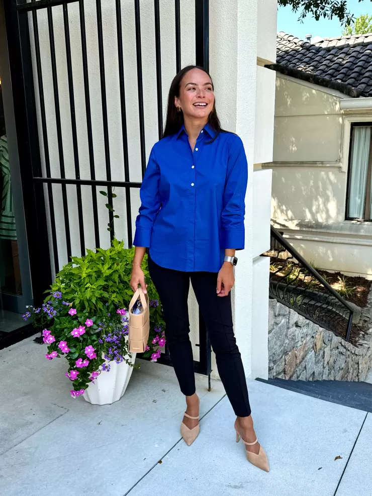 Zoey 3/4 Length Ruched Sleeve Top In >HINSON WU Store